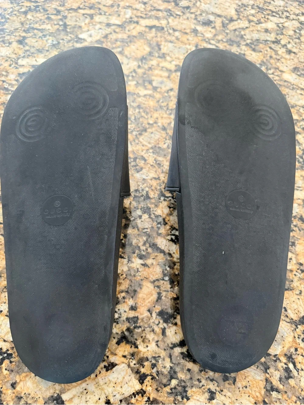 Gucci Black Embossed Logo Rubber Slides